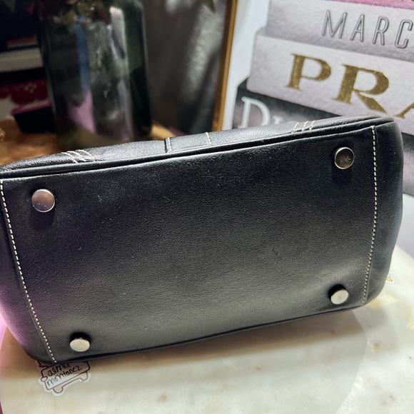 Coach RARE Black Soho Kisslock Vintage leather crystal velvet bow EUC - Picture 12 of 13